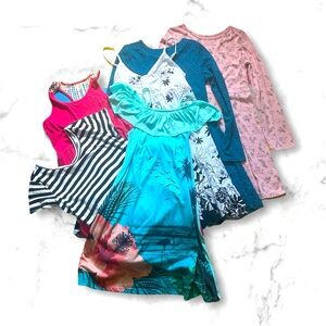 6 Dresses Lot - Mix of Summer and Long Sleeves Size 14-16 Big Kids